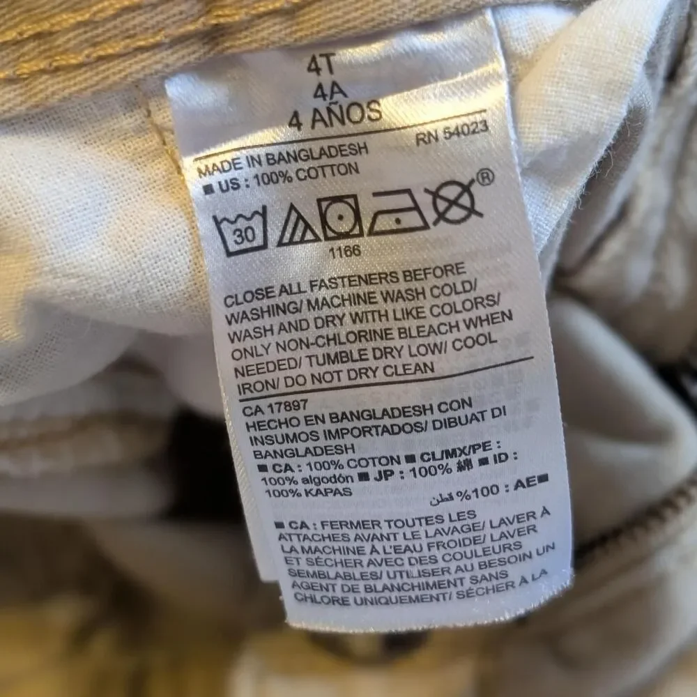Old Navy Boys Size 4T Beige Khaki Cotton Uniform Straight Leg Pants Trousers